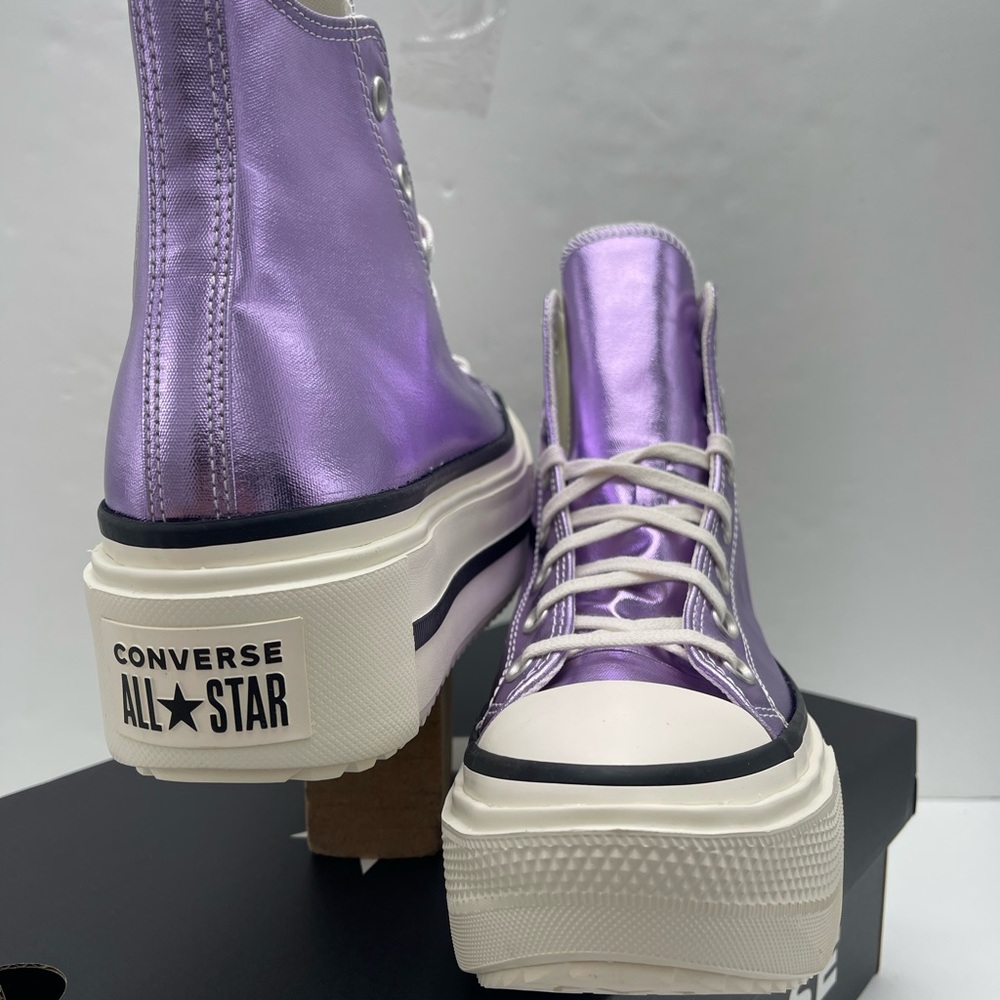 Converse CTAS Lift Double Stack Hi Metallic Lilac Lavender Platform High Top - Picture 6 of 16